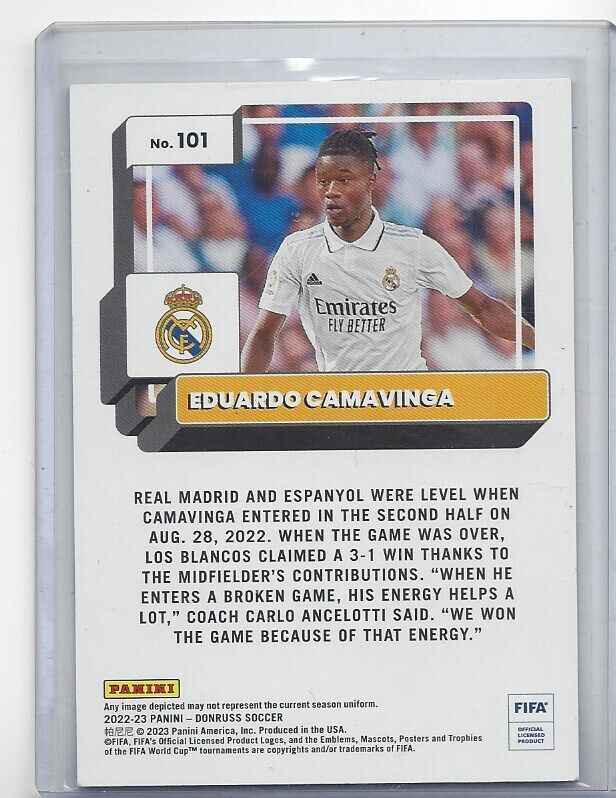 EDUARDO CAMAVINGA 2022-23 DONRUSS BLACK FOIL REAL MADRID TRUE #D 1/1