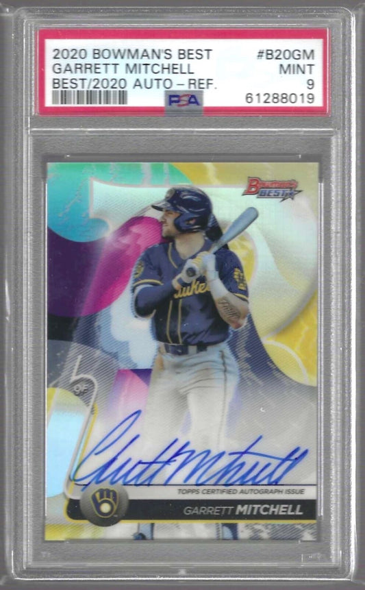 GARRETT MITCHELL 2020 BOWMANS BEST REFRACTOR PROSPECT AUTO #B20-GM PSA 9 POP 10