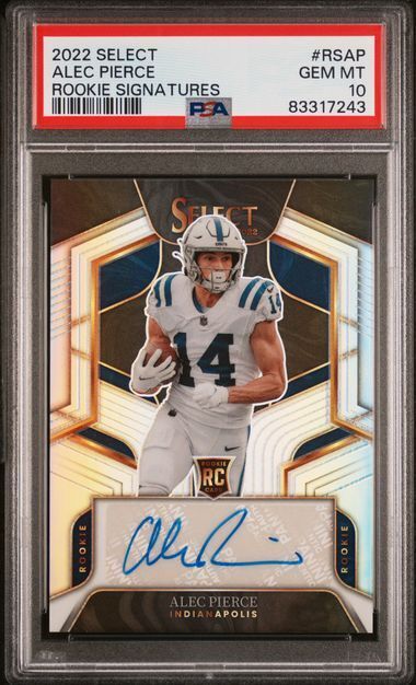 ALEC PIERCE 2022 PANINI SELECT ROOKIE SIGNATURES AUTO RC #D 174/199 PSA 10 POP 5