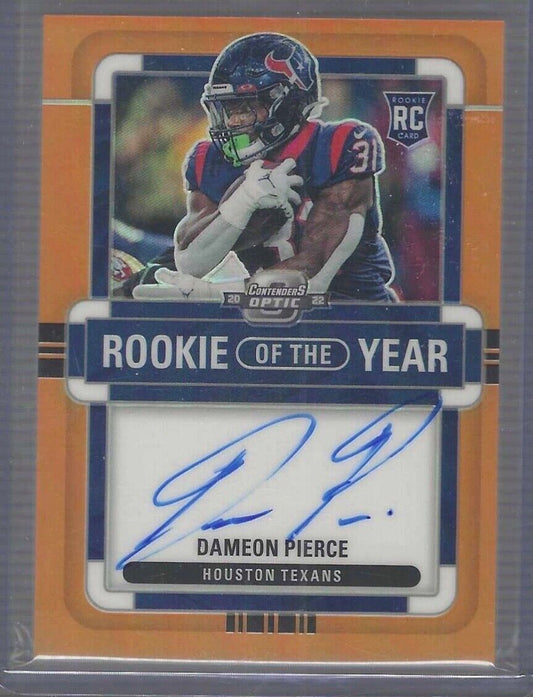 DAMEON PIERCE 2022 PANINI OPTIC CONTENDERS ORANGE PRIZM ROTY AUTO RC #D 41/50