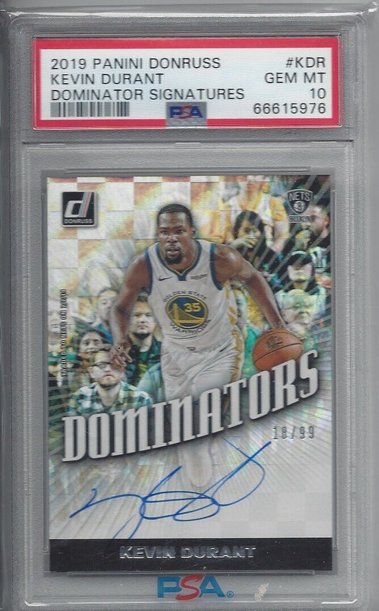 KEVIN DURANT 2019 DONRUSS DOMINATOR SIGNATURES ON CARD AUTO /99 PSA 10 GEM POP 3