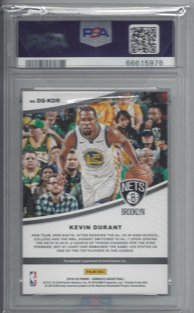 KEVIN DURANT 2019 DONRUSS DOMINATOR SIGNATURES ON CARD AUTO /99 PSA 10 GEM POP 3
