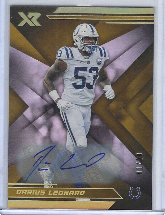 DARIUS LEONARD 2019 PANINI XR GOLD FOIL AUTO #D 01/10