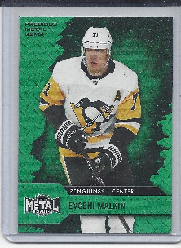EVGENI MALKIN 2020-21 METAL UNIVERSE PRECIOUS METAL GEMS GREEN SSP /10 #D 5/100