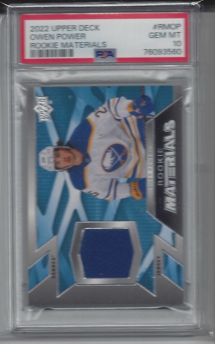 OWEN POWER 2022-23 UPPER DECK ROOKIE MATERIALS JERSEY RC PSA 10 GEM MINT POP 2