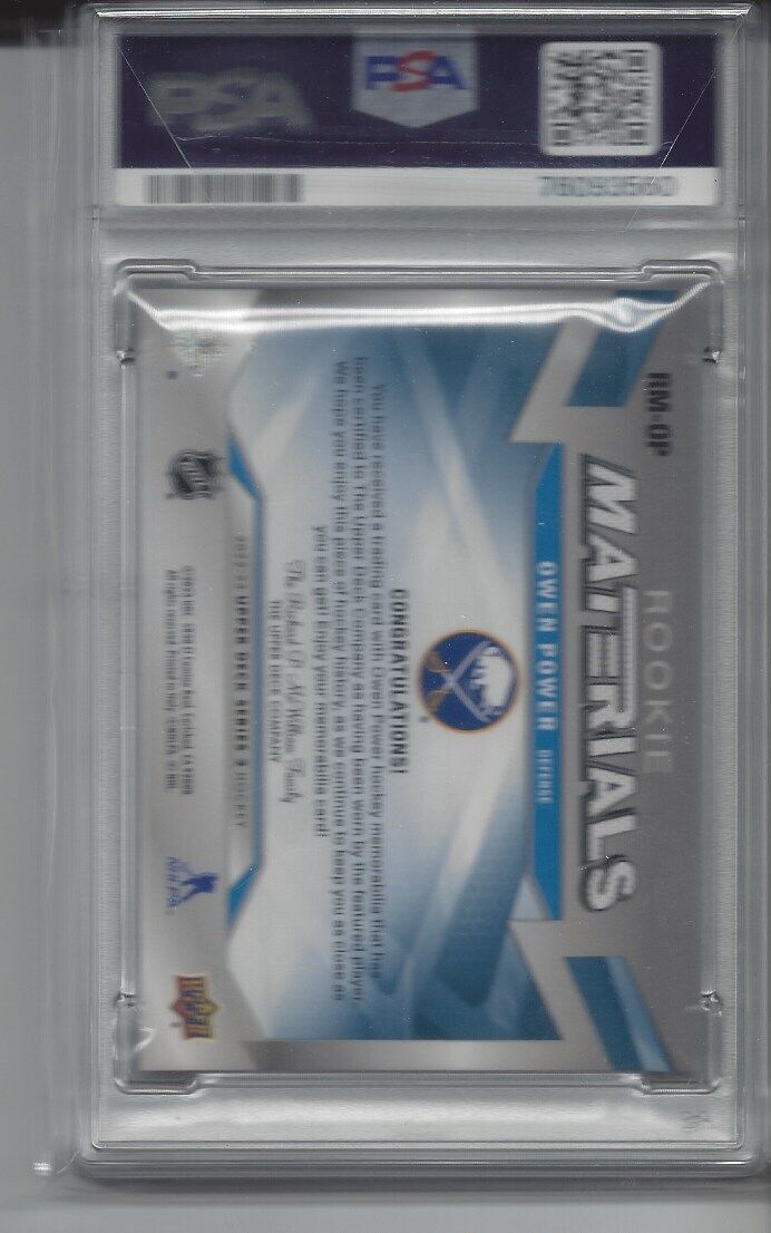 OWEN POWER 2022-23 UPPER DECK ROOKIE MATERIALS JERSEY RC PSA 10 GEM MINT POP 2