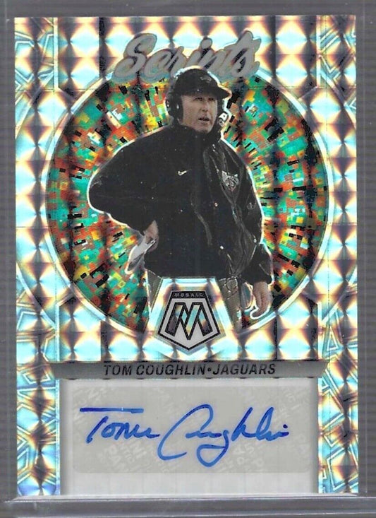 TOM COUGHLIN 2023 PANINI MOSAIC SILVER MOSAIC PRIZM SCRIPTS AUTO #S38