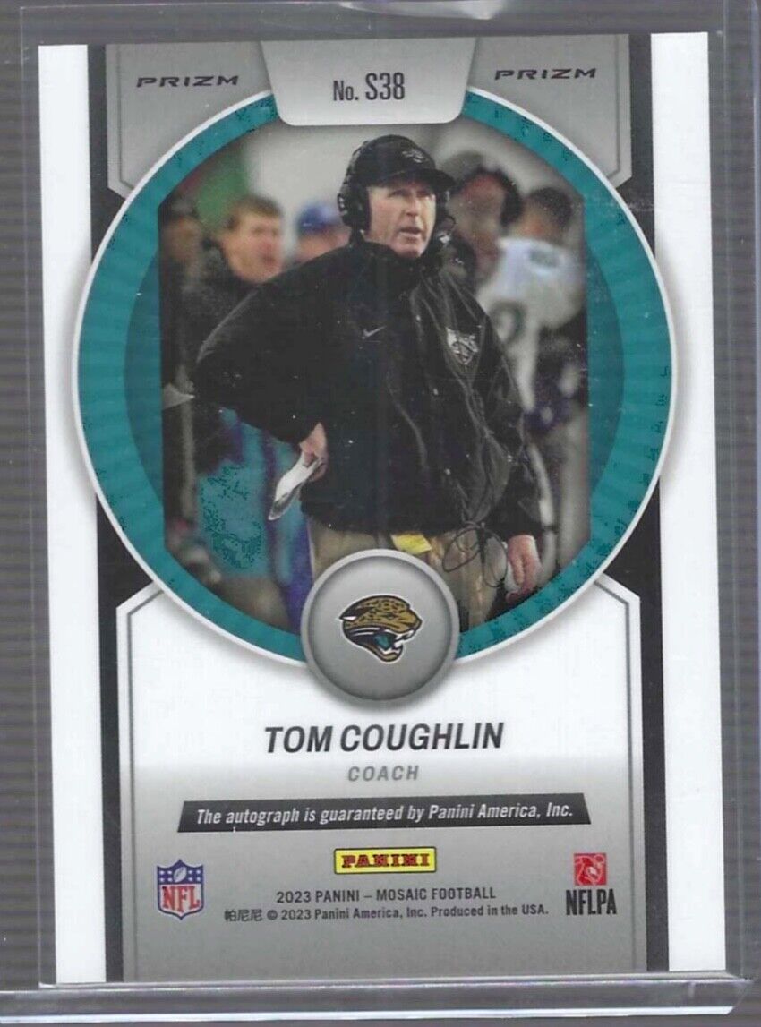TOM COUGHLIN 2023 PANINI MOSAIC SILVER MOSAIC PRIZM SCRIPTS AUTO #S38