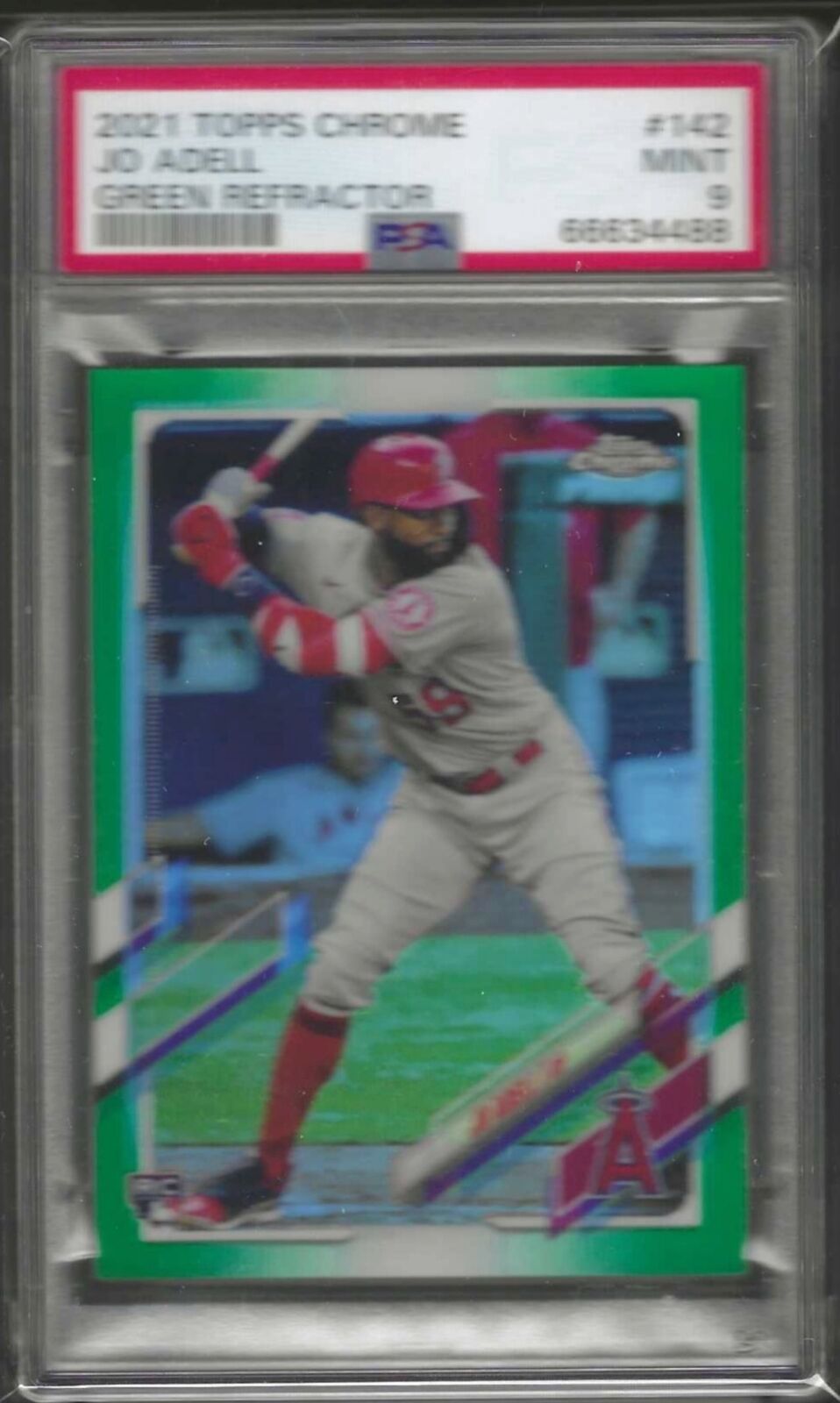 JO ADELL 2021 TOPPS CHROME GREEN REFRACTOR ROOKIE RC /99 PSA 9 MINT POP 2