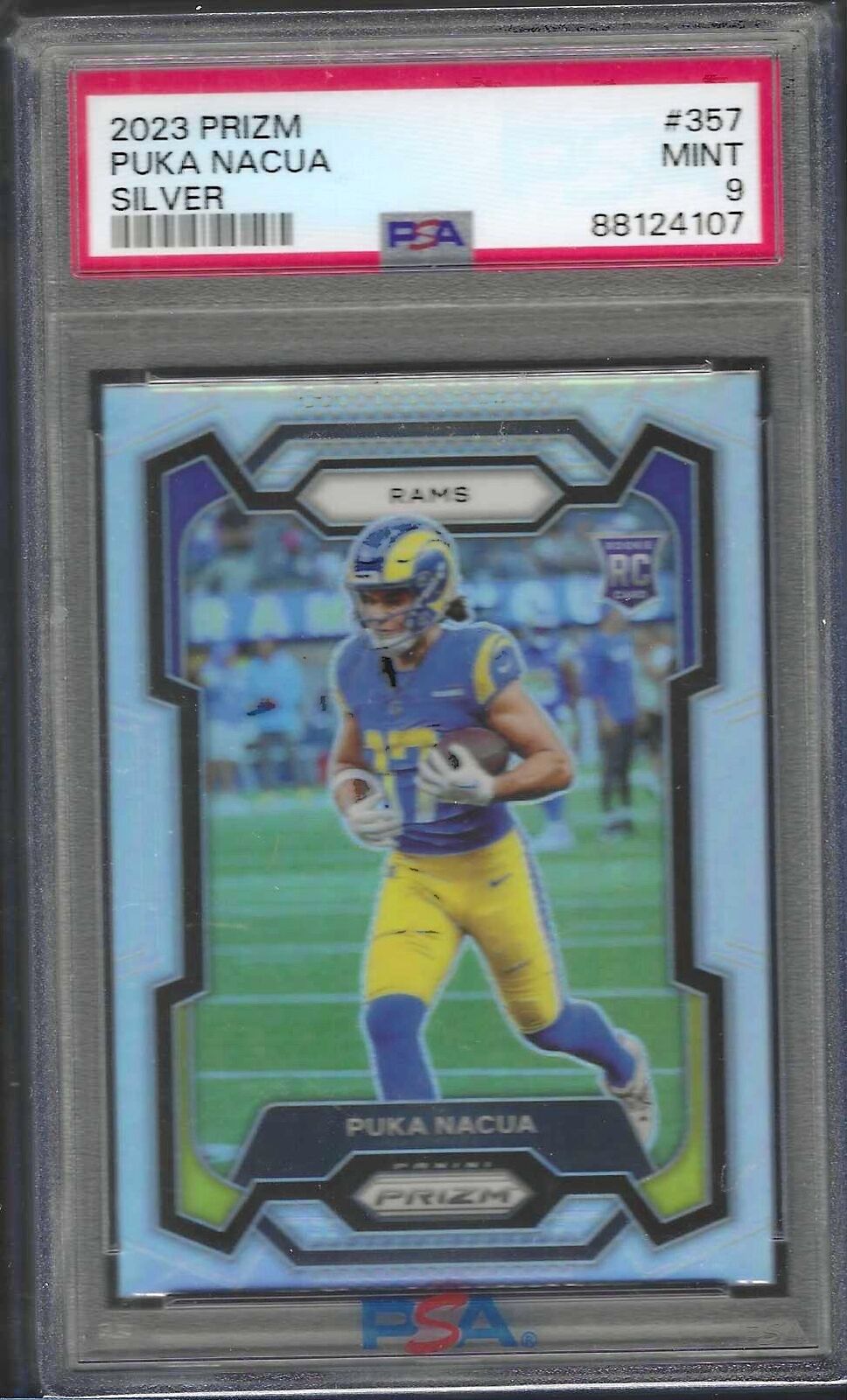 PUKA NACUA 2023 PANINI PRIZM SILVER PRIZM ROOKIE RC #357 PSA 9 MINT
