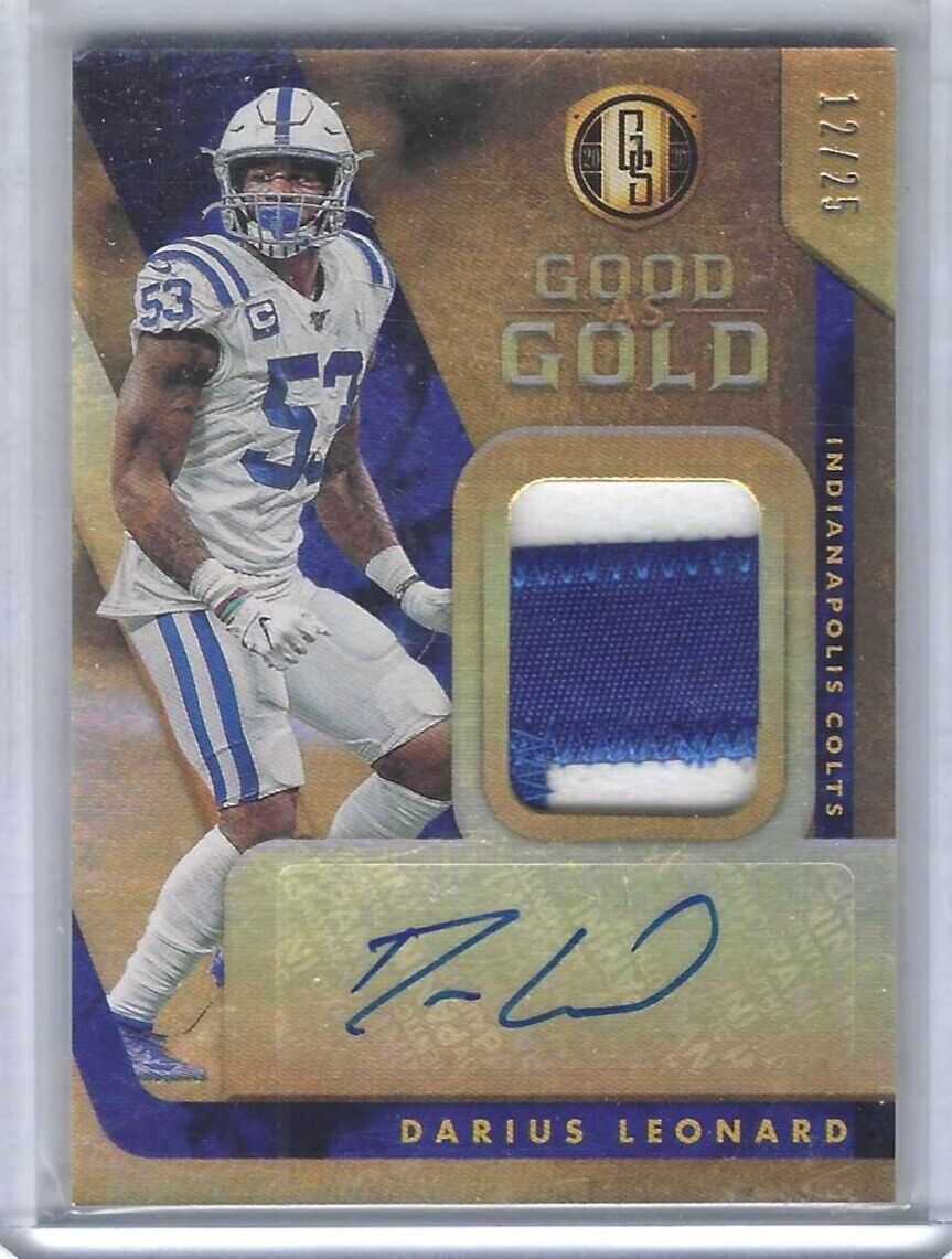 DARIUS LEONARD 2020 GOLD STANDARD GOOD AS GOLD PATCH AUTO #D 12/25