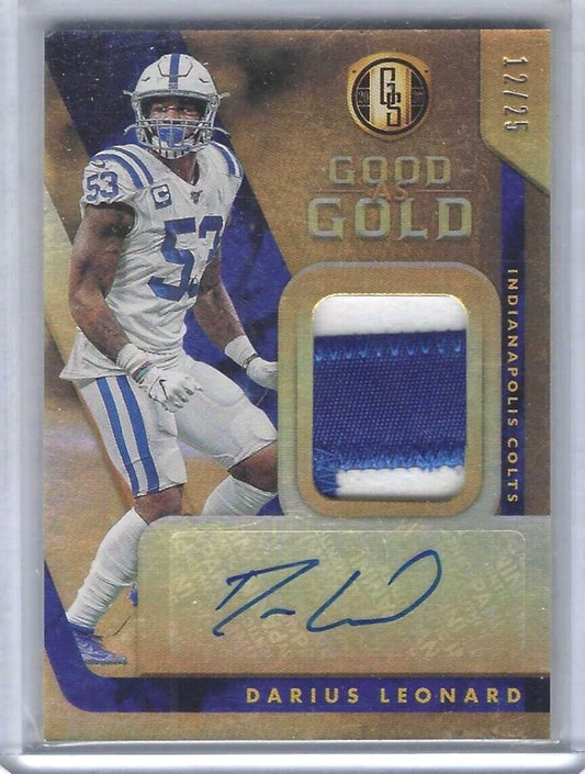 DARIUS LEONARD 2020 GOLD STANDARD GOOD AS GOLD PATCH AUTO #D 12/25