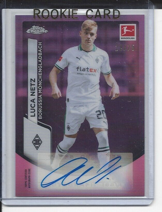 LUCA NETZ 2023-24 TOPPS CHROME BUNDESLIGA PINK REFRACTOR AUTO #D /75