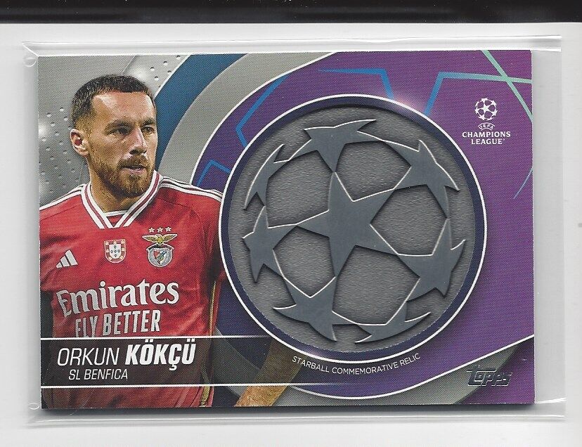 ORKUN KOKCU 2023-24 TOPPS CLUB COMPETITIONS UCL STARBALL RELIC PATCH
