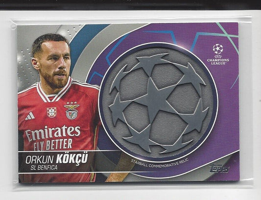 ORKUN KOKCU 2023-24 TOPPS CLUB COMPETITIONS UCL STARBALL RELIC PATCH