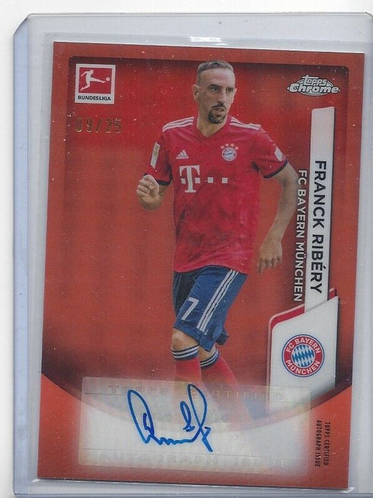 FRANCK RIBERY 2023-24 TOPPS CHROME BUNDESLIGA ORANGE REFRACTOR AUTO #D 9/25
