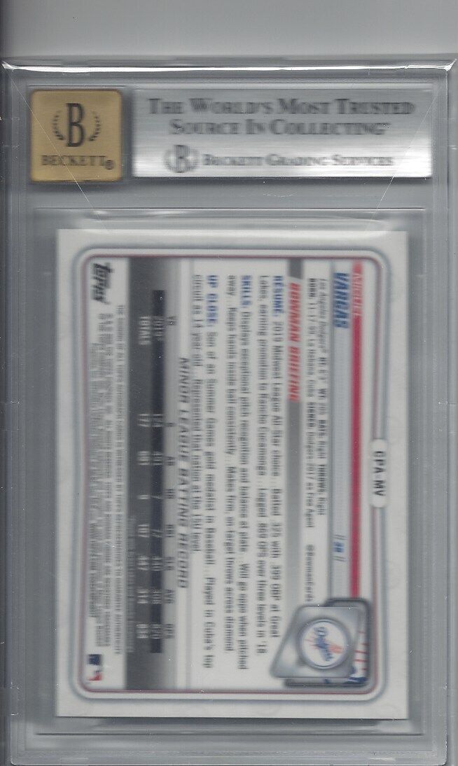 MIGUEL VARGAS 2020 BOWMAN CHROME 1ST GREEN SHIMMER REFRACTOR AUTO /99 BGS 9 10
