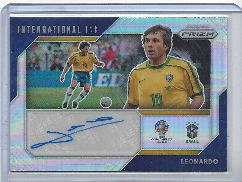 LEONARDO 2024 PANINI PRIZM COPA AMERICA SILVER PRIZMS BRAZIL AUTO #D 26/99