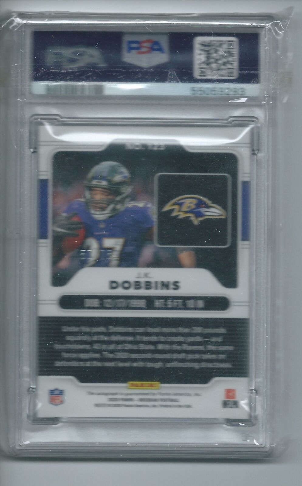 JK DOBBINS 2020 PANINI OBSIDIAN ORANGE ETCH AUTO RC #D 50/75 PSA 9 MINT POP 2