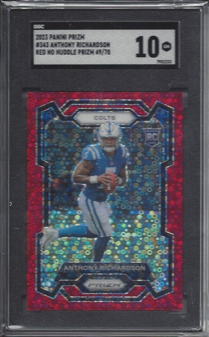 ANTHONY RICHARDSON 2023 PANINI PRIZM RED NO HUDDLE PRIZMS #D 49/70 SGC 10 GEM MT