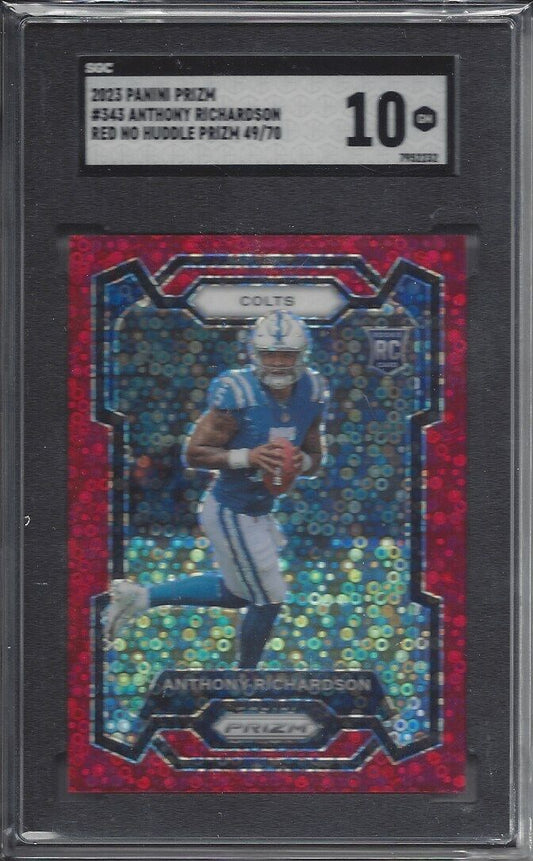 ANTHONY RICHARDSON 2023 PANINI PRIZM RED NO HUDDLE PRIZMS #D 49/70 SGC 10 GEM MT