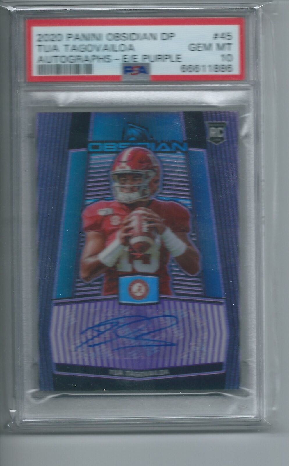 TUA TAGOVAILOA 2020 PANINI OBSIDIAN DRAFT PURPLE AUTO RC #D 14/20 PSA 10 POP 2