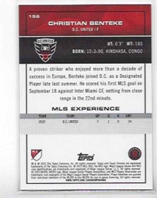 CHRISTIAN BENTEKE 2023 TOPPS CHROME MLS ORANGE PHOTO VARIATION REFRACTOR SP /25