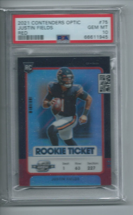 JUSTIN FIELDS 2021 CONTENDERS OPTIC ROOKIE TICKET RED RC #D 161/175 PSA 10 POP 8