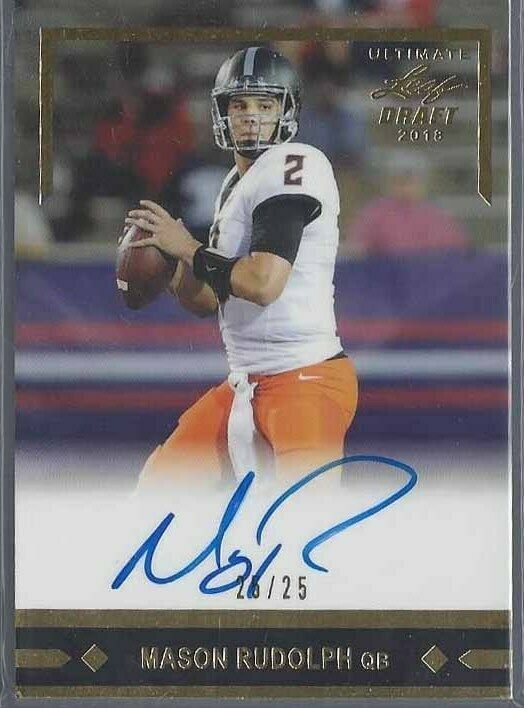 MASON RUDOLPH 2018 LEAF ULTIMATE DRAFT GOLD ON CARD ROOKIE AUTO RC #D 25/25