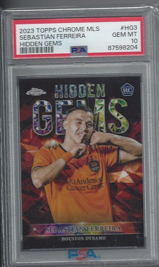 SEBASTIAN FERREIRA 2023 TOPPS CHROME MLS HIDDEN GEMS RARE!! SSP PSA 10 POP 1/1