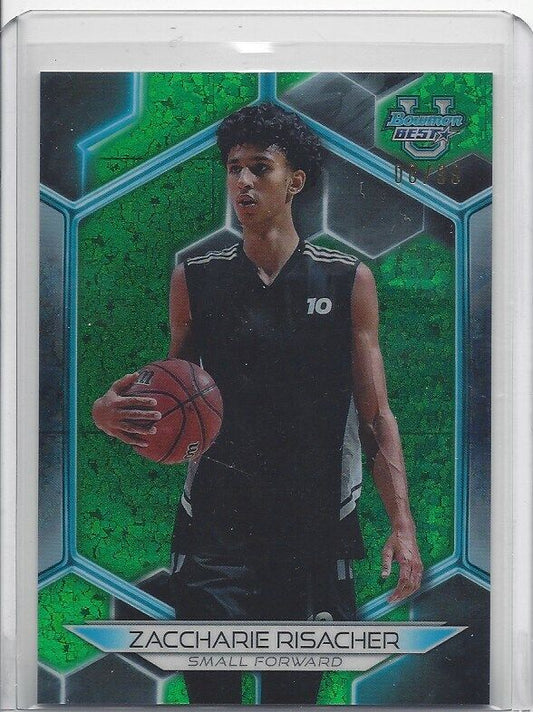 ZACCHARIE RISACHER 2023 BOWMANS BEST UNIVERSITY GREEN MINI DIAMOND REFRACTOR /99