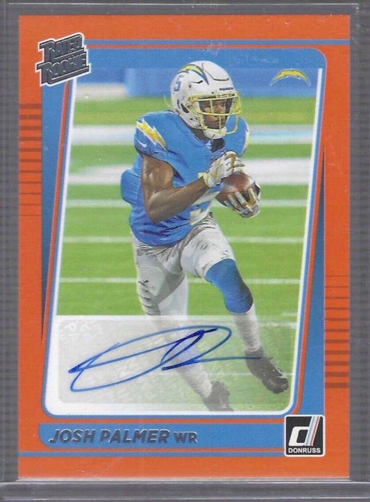 JOSH PALMER 2021 PANINI DONRUSS ORANGE RATED ROOKIE AUTO RC #277