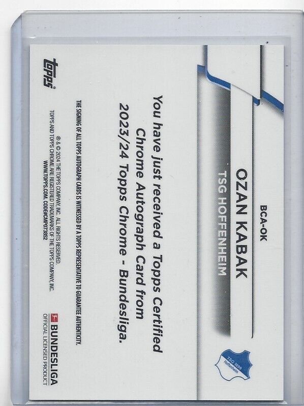 OZAN KABAK 2023-24 TOPPS CHROME BUNDESLIGA 60 YEARS REFRACTOR AUTO #D 57/60