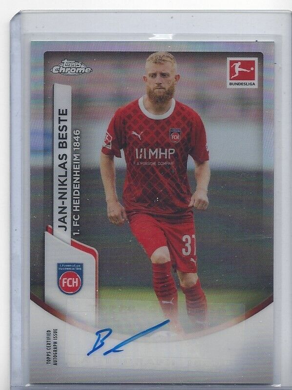 JAN-NIKLAS BESTE 2023-24 TOPPS CHROME BUNDESLIGA HEIDENHEIM REFRACTOR AUTO
