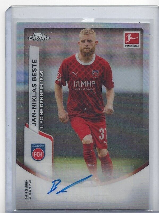 JAN-NIKLAS BESTE 2023-24 TOPPS CHROME BUNDESLIGA HEIDENHEIM REFRACTOR AUTO