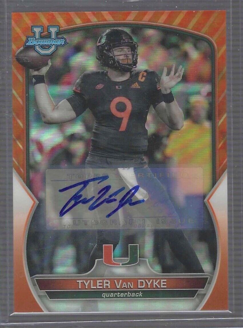 TYLER VAN DYKE 2022 BOWMAN CHROME UNIVERSITY ORANGE REFRACTOR AUTO #D 02/25