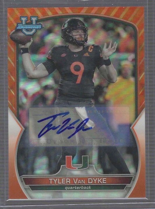 TYLER VAN DYKE 2022 BOWMAN CHROME UNIVERSITY ORANGE REFRACTOR AUTO #D 02/25