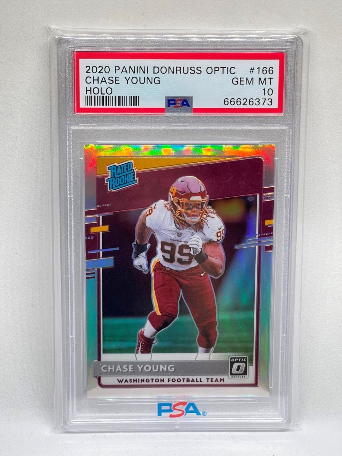CHASE YOUNG 2020 PANINI DONRUSS OPTIC SILVER HOLO RATED ROOKIE RC #166 PSA 10