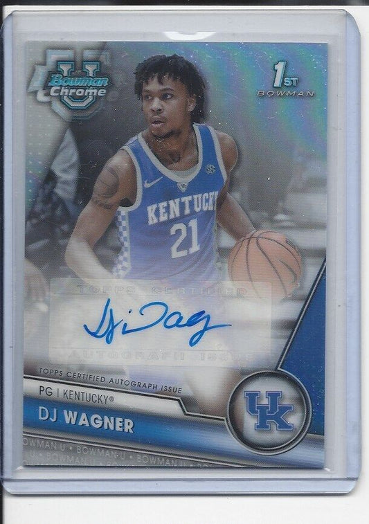 DJ WAGNER 2023-24 BOWMAN CHROME UNIVERSITY 1ST REFRACTOR AUTO #D 44/250