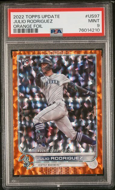JULIO RODRIGUEZ 2022 TOPPS UPDATE ORANGE FOIL RC #D 113/299 PSA 9 MINT