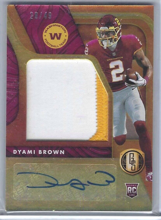DYAMI BROWN 2021 PANINI GOLD STANDARD JUMBO PATCH AUTO RC #D 28/49