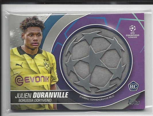 JULIEN DURANVILLE 2023-24 TOPPS CLUB COMPETITIONS UCL STARBALL RELIC PATCH RC