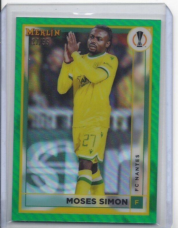 1/1 MOSES SIMON 2022-23 TOPPS MERLIN CHROME GREEN REFRACTOR #D 27/99 JSY NBR #27