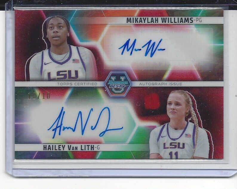 HAILEY VAN LITH MIKAYLAH WILLIAMS 2023 BOWMAN BEST RED REFRACTOR DUAL AUTO 10/10