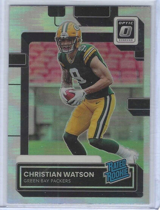 CHRISTIAN WATSON 2022 PANINI DONRUSS OPTIC PREVIEW SILVER HOLO RATED RC #P-319
