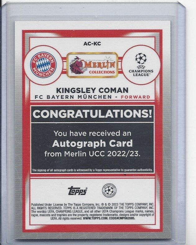 KINGSLEY COMAN 2022-23 TOPPS MERLIN CHROME MOJO REFRACTOR AUTO #D 45/99