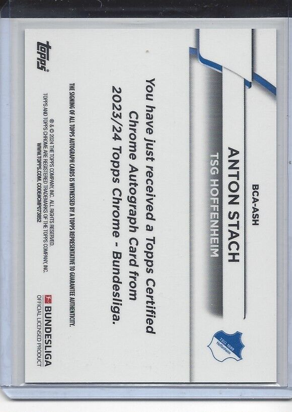 ANTON STACH 2023-24 TOPPS CHROME BUNDESLIGA HOFFENHEIM REFRACTOR AUTO