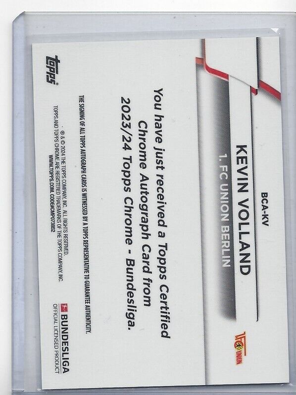 KEVIN VOLLAND 2023-24 TOPPS CHROME BUNDESLIGA UNION BERLIN REFRACTOR AUTO