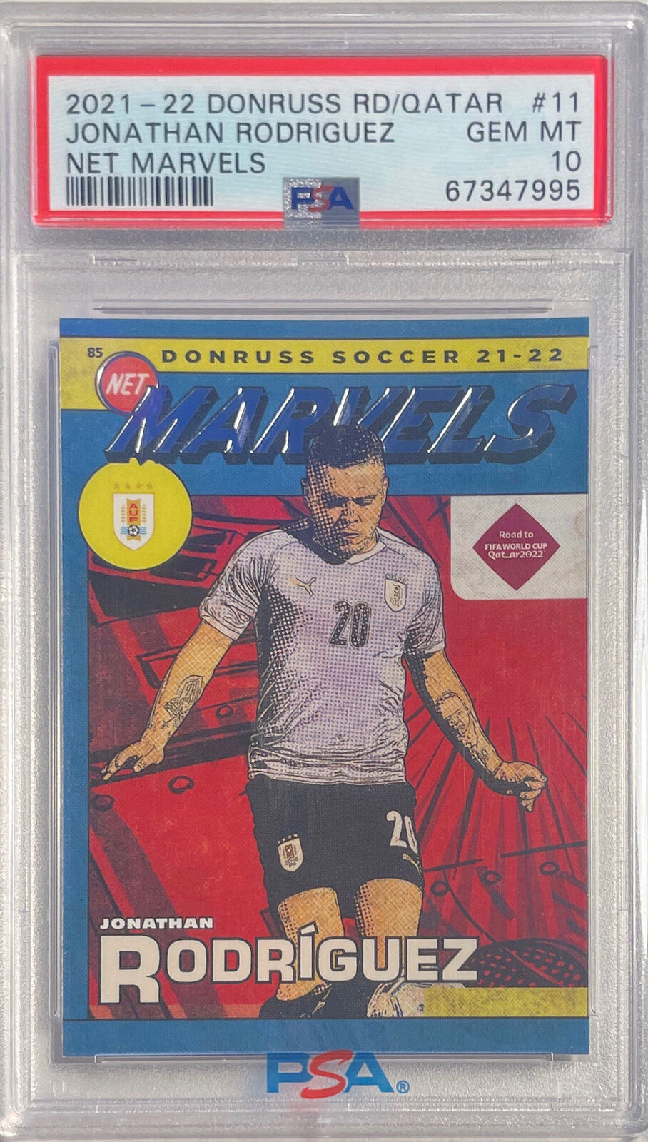 JONATHAN RODRIGUEZ 2021-22 DONRUSS ROAD QATAR NET MARVELS #11 PSA 10 GEM POP 1/1