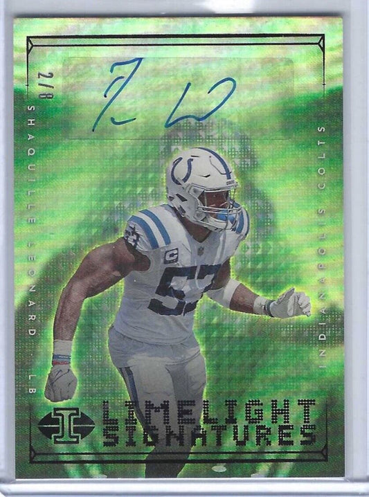DARIUS LEONARD 2022 PANINI ILLUSIONS LIMELIGHT SIGNATURES BLACK AUTO #D 2/8